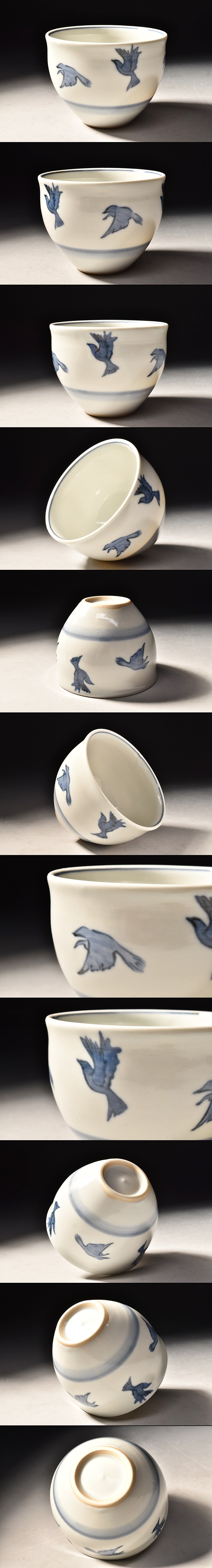 U07167 KATSUYUKI GIBO 儀保克幸 手描 染付 カップ 碗 彫刻家 /MV 商品